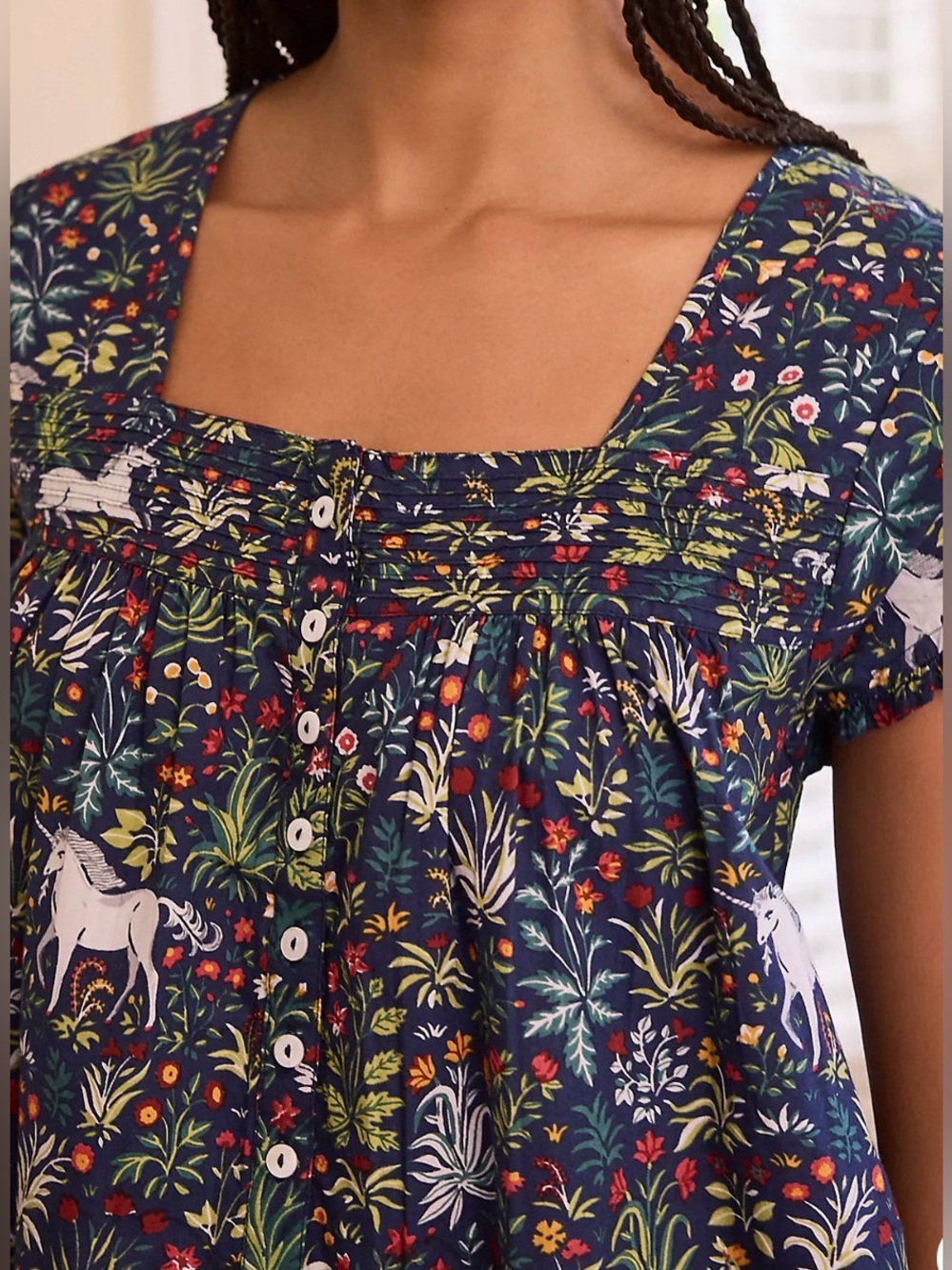 Printfresh Unicorn Pintuck Organic Cotton Floral Pajama Dress - Picture 2 of 11